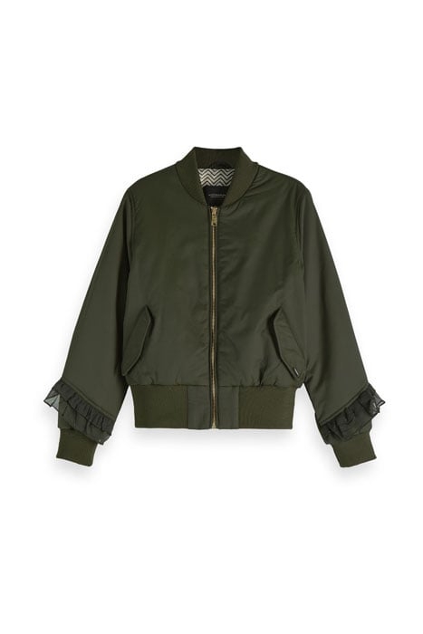 BOMBER WITH BIG RUFFLE AT BACK AND SLEEVES GREEN NATURE 1