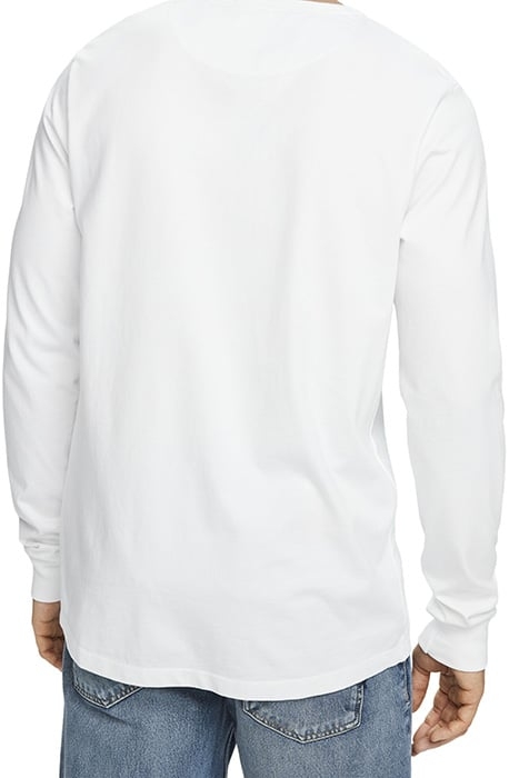 LONGSLEEVE JERSEY GRANDDAD TEE WITH WOVEN PLACKET WHITE 3
