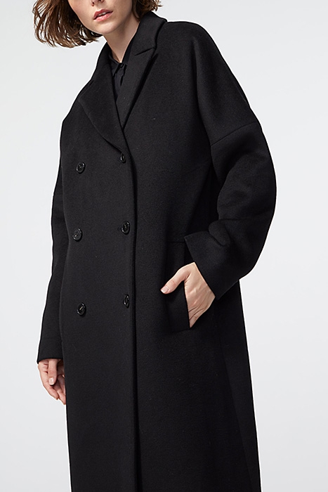 BLACK WOOL-BLEND CLOTH LONG COAT BLACK 6