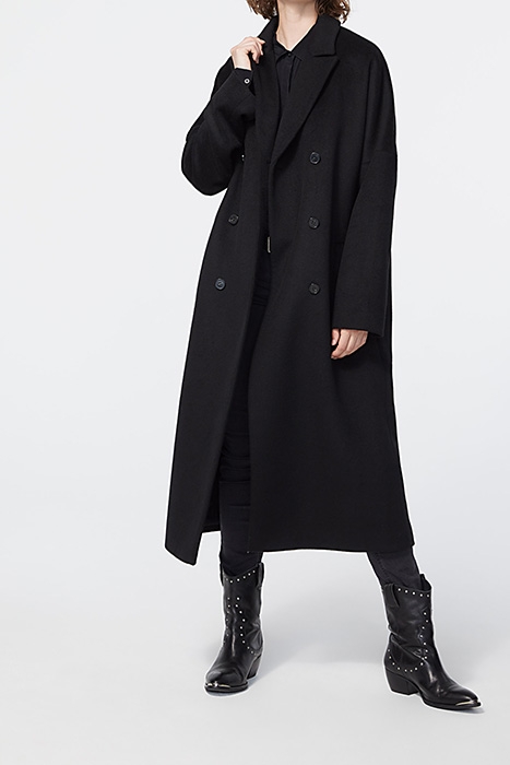 BLACK WOOL-BLEND CLOTH LONG COAT BLACK 1