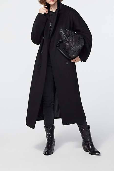 BLACK WOOL-BLEND CLOTH LONG COAT BLACK 3
