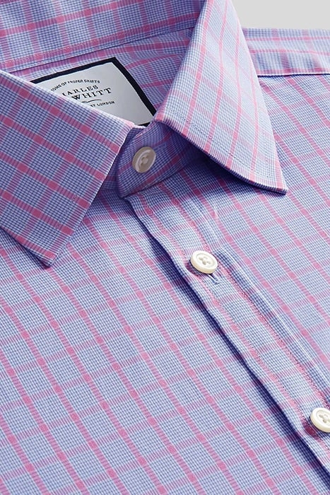 BLUE & PINK EXTRA SLIM FIT CLASSIC COLLAR POPLIN CHECK SHIRT 3