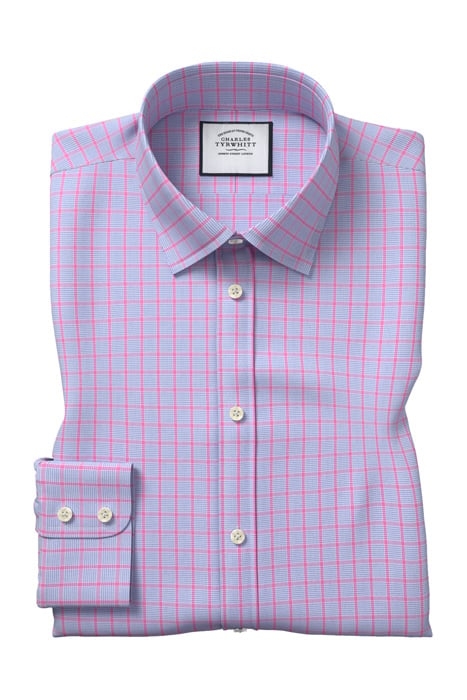 BLUE & PINK EXTRA SLIM FIT CLASSIC COLLAR POPLIN CHECK SHIRT 1