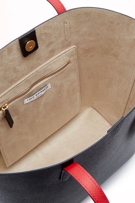 BLACK RED MED CROSSGRAIN AGNES TOTE BAG BLACK 3