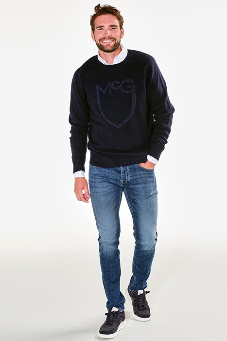 MCG SHIELD TOWEL LOGO CNECK SWEATER BRIGHT NAVY 3