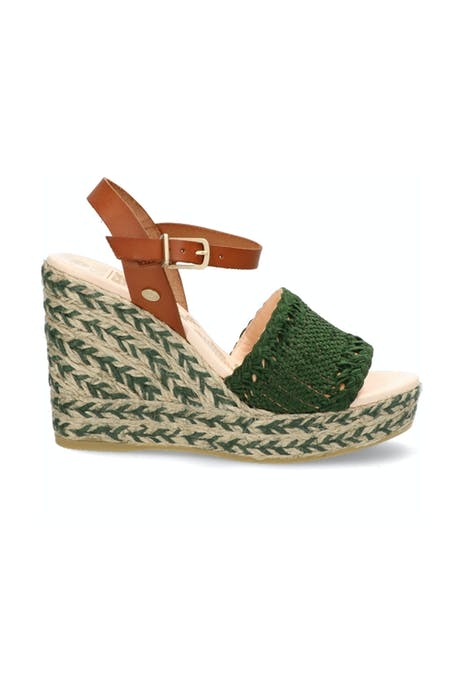 FRS0642 ESPADRILLE SANDALET 6 CM WOVEN STRAP GREEN 1
