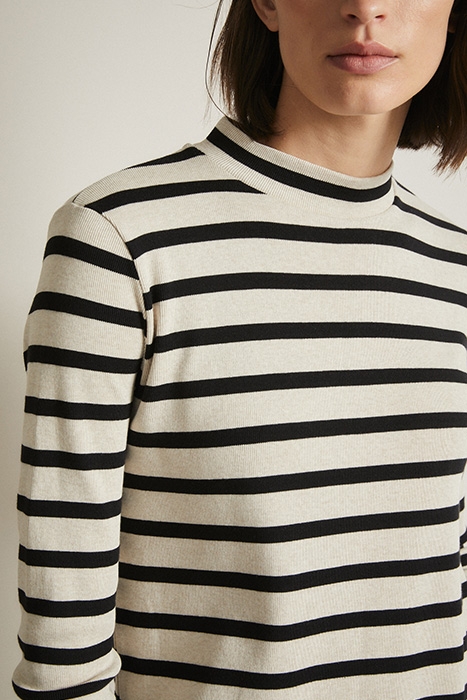 STREIFENKLEID GOTS BLACK / BEIGE MELANGE 5