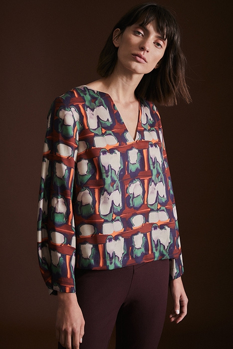 BLUSE PRINT AQUARELL / ORANGE 3