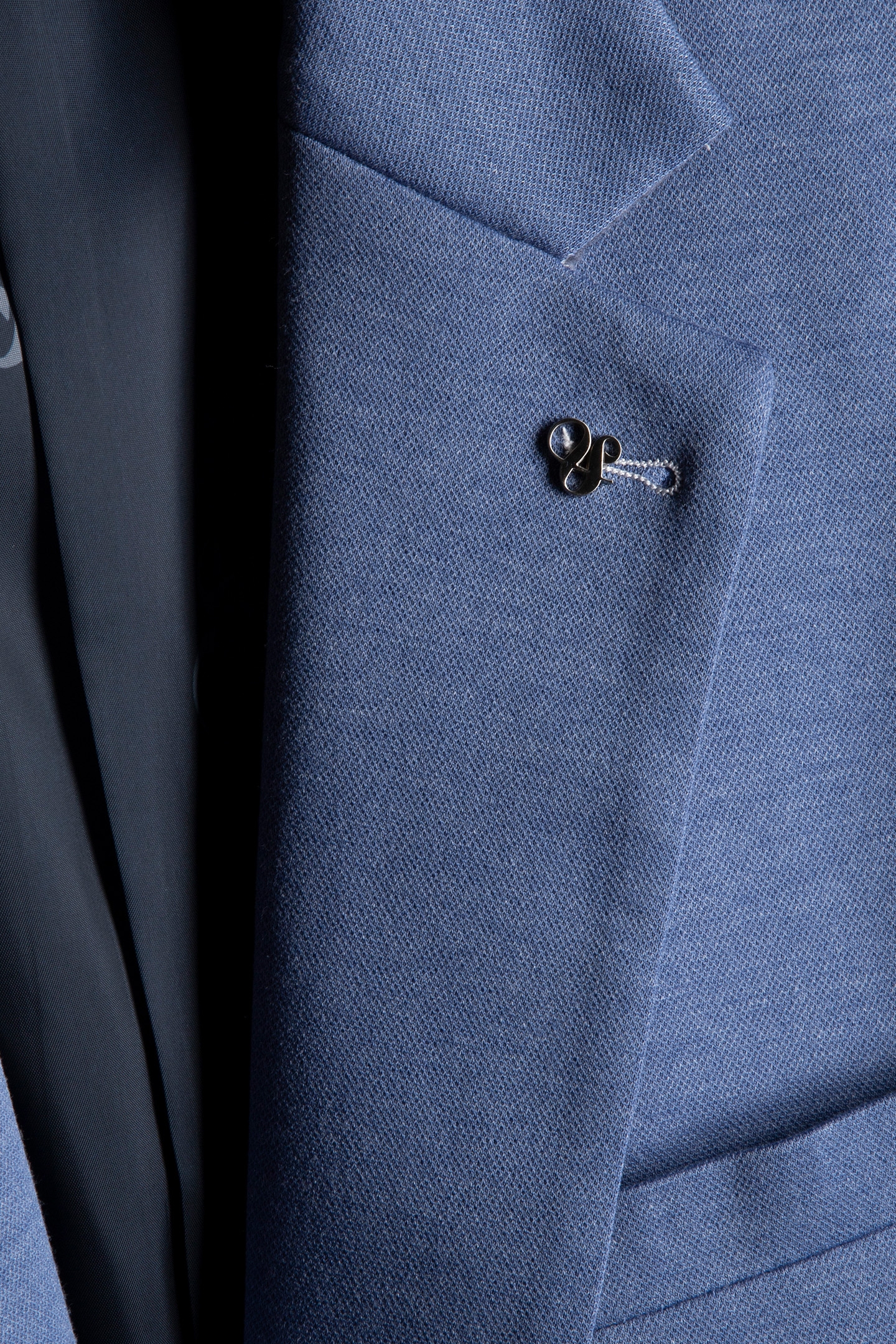 2 BUTTON JACKET JERSEY KNIT PATCH POCKETS BLUE 5