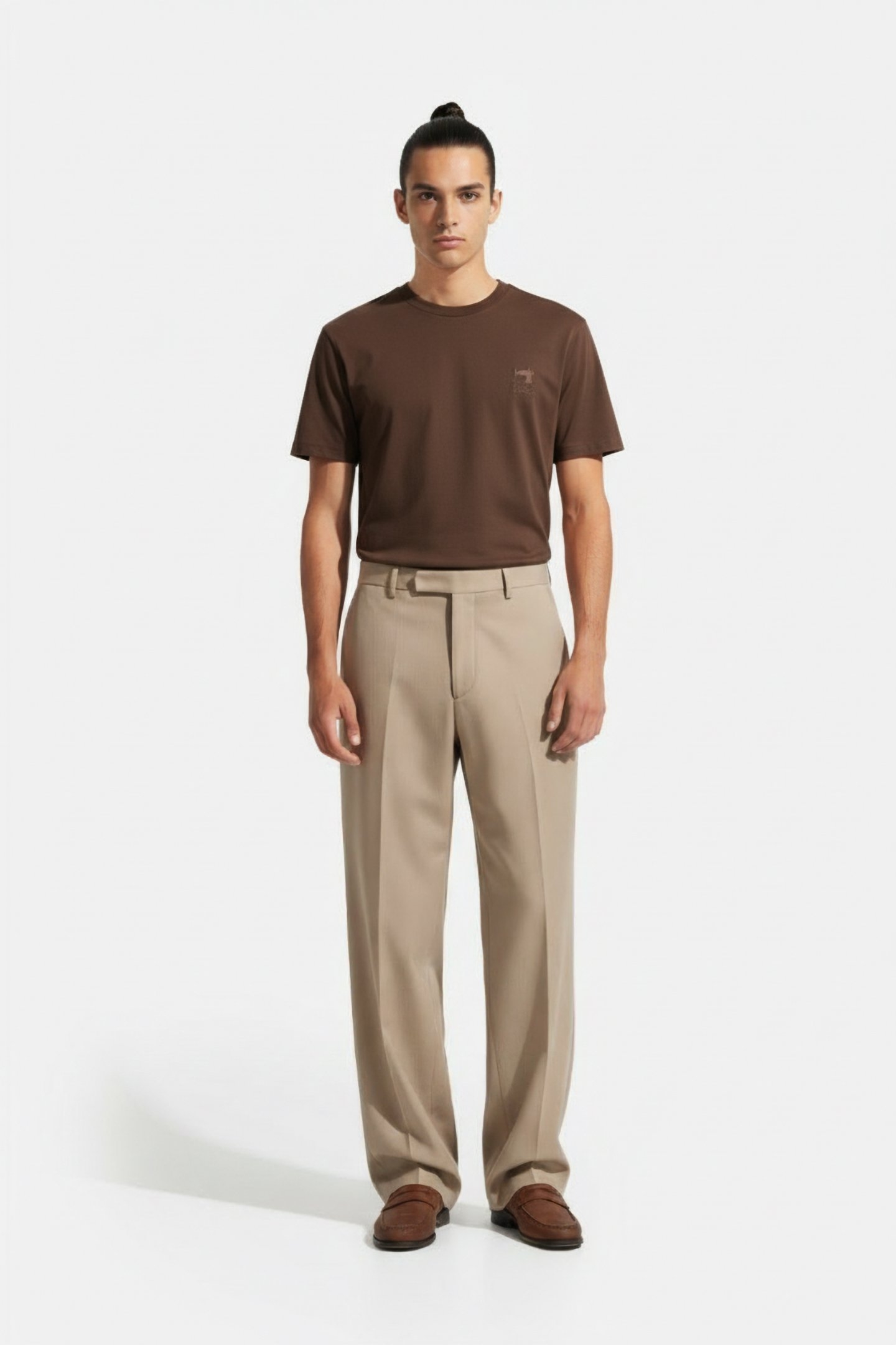 SS DOUBLE NECK GRAPHIC TEE DARK BROWN 1