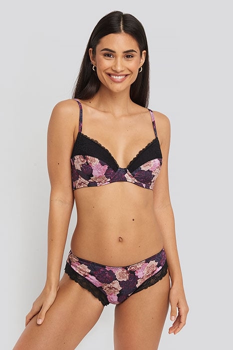 ALL OVER PINK FLOWER CUP BRA FLOWER PRINT 3