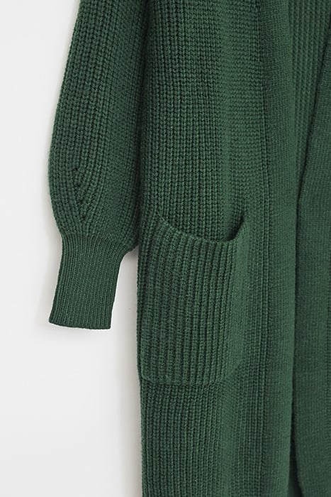 BETTY LONGLINE RIB CARDI DK GREEN 4