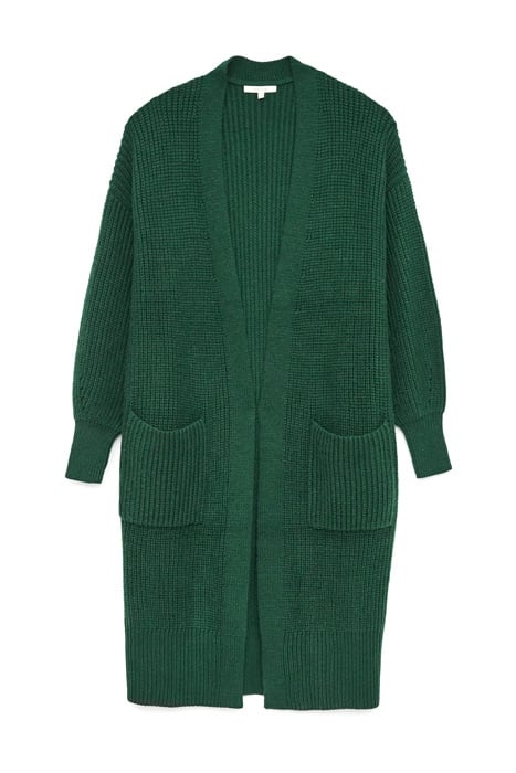 BETTY LONGLINE RIB CARDI DK GREEN 1