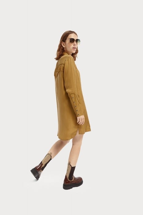 SHIRT-DRESS WITH WESTERN DETAILS KHAKI 8