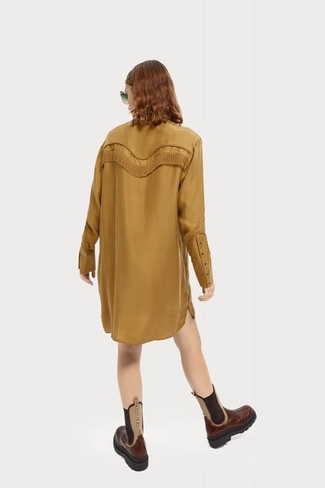 SHIRT-DRESS WITH WESTERN DETAILS KHAKI 7