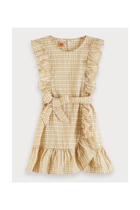 SHORT SEERSUCKER YARN DYE STRIPE RUFFLE DRESS COMBO M 1