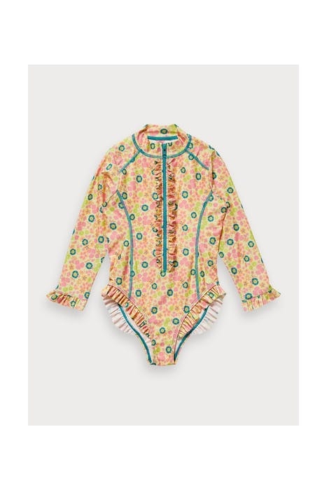 UV PROTECTION BATHING SUIT W/ LONG SLEEVES IN ECONYL™ COMBO 1