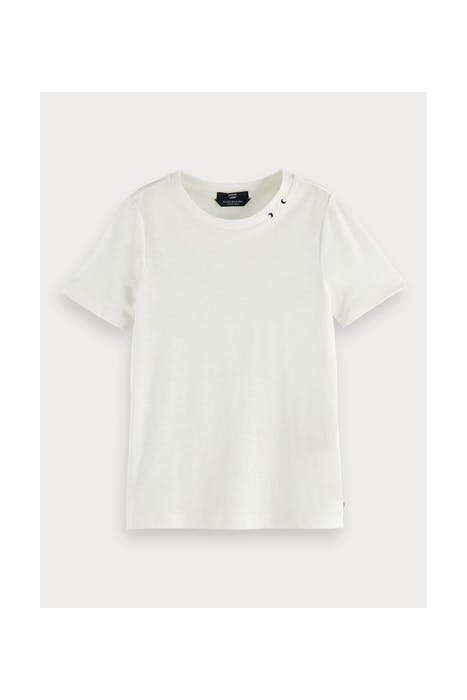 ROUND NECK TEE WITH SMALL EMBROIDERY OFF WHITE 1