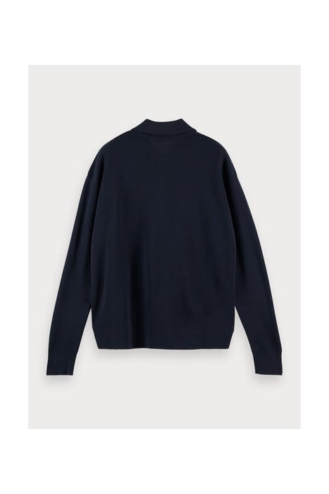 LONGSLEEVE KNITTED POLO PULLOVER IN MERINO WOOL NIGHT 2