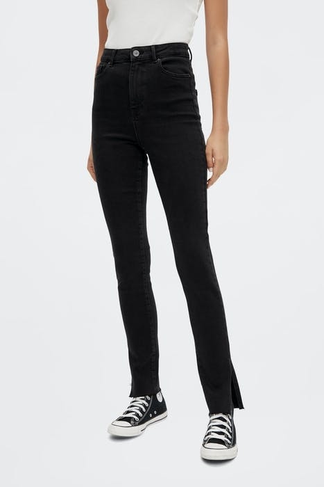 PCEMI HW SKINNY SLIT JEANS BLC BC BLACK DENIM 5