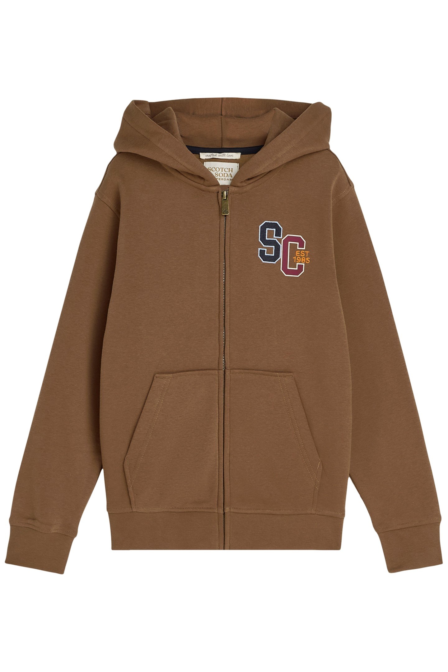 BOYS ZIP UP FLEECE HOODIE BROWN 1